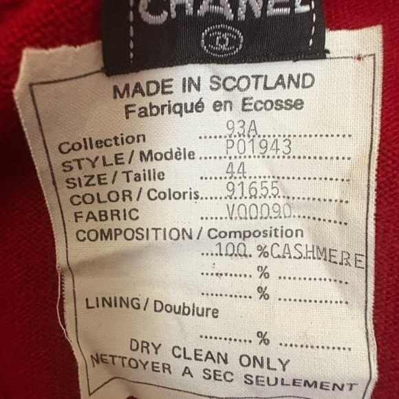 Chanel Vintage 90s Red 100% Cashmere Knit High Waisted Pencil Skirt - Picture 7 of 9